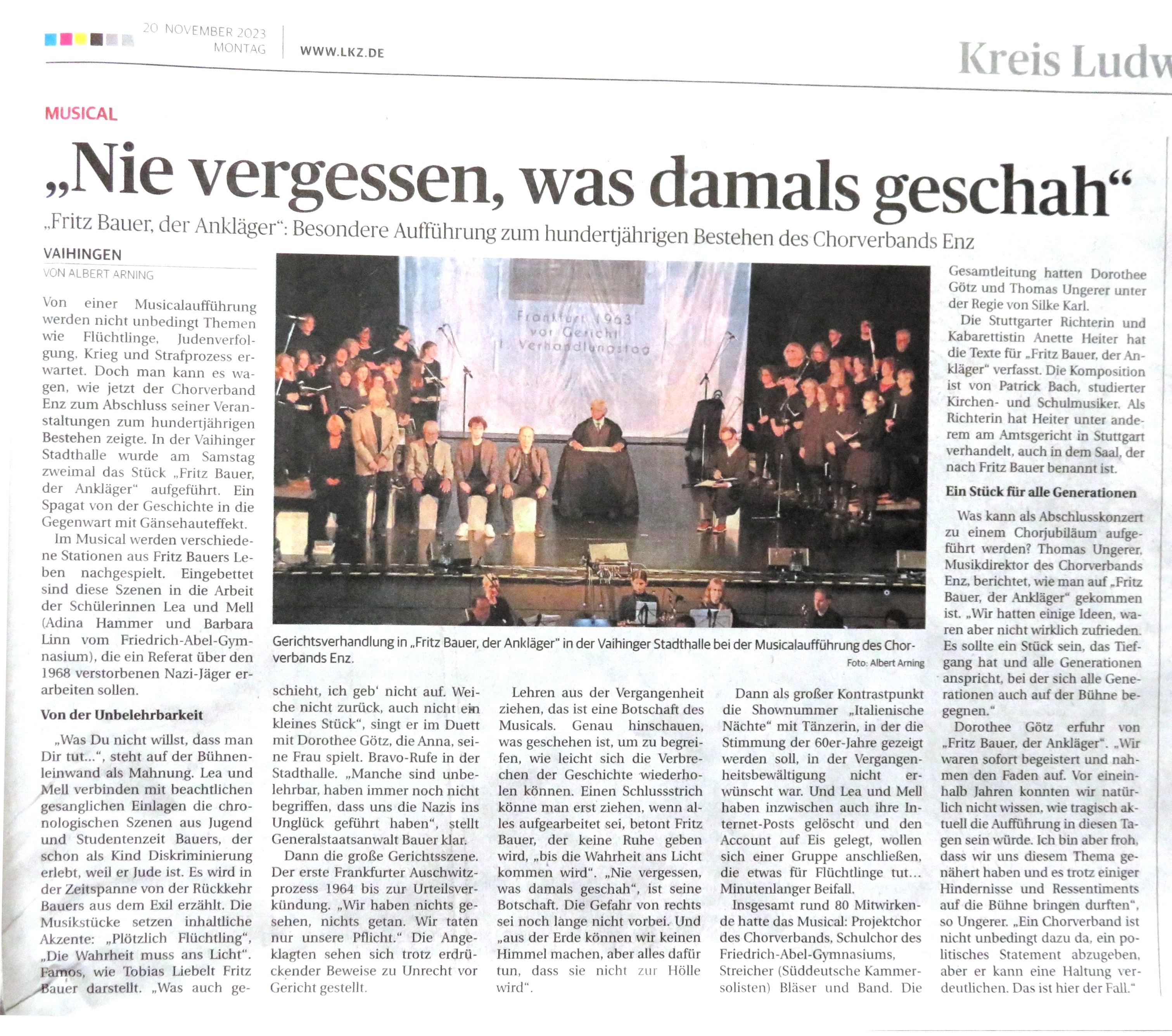 Fritz Bauer - Artikel der Ludwigsburger Kreiszeitung
